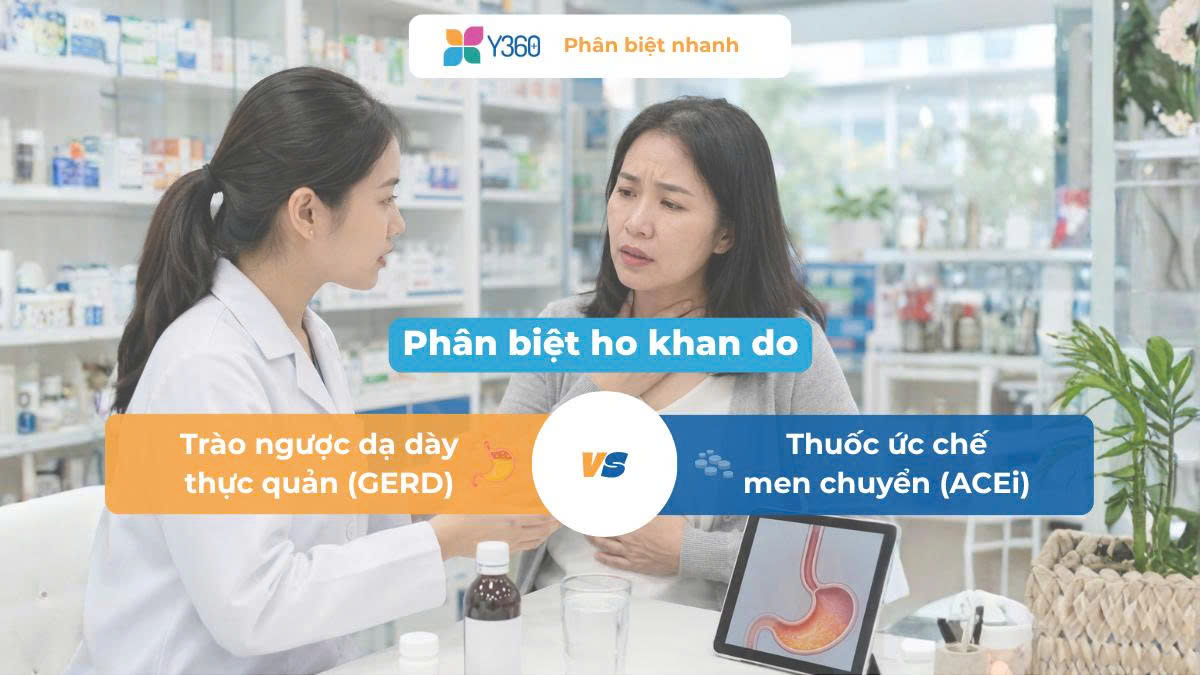 Phân biệt ho khan do trào ngược dạ dày thực quản (GERD) và do thuốc ức chế men chuyển (ACEi)